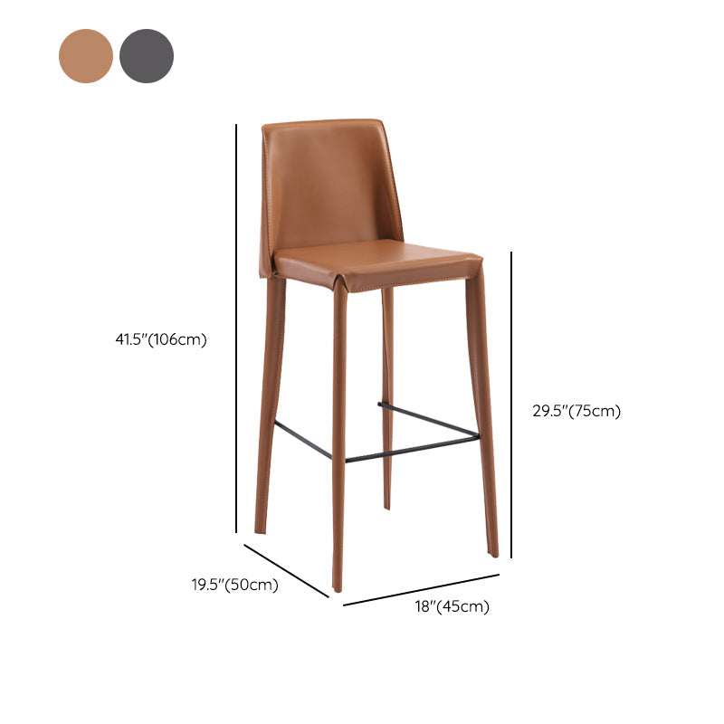 Contemporary Leather Bar Stool Low Back Counter Bar Stool with Metal Legs for Home Clearhalo 'Bar Furniture' 'Bar Stools' 'bar_stools' 'furn' 'furn_bar_stools' 'Furniture' 'Kitchen & Dining Furniture' 6938812