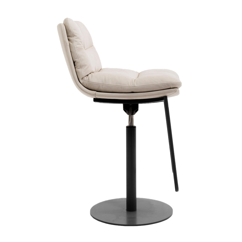 Glam Low Back Bar Stool Rotatable Counter Bar Stool for Home Textured White 1 Piece Clearhalo 'Bar Furniture' 'Bar Stools' 'bar_stools' 'furn' 'furn_bar_stools' 'Furniture' 'Kitchen & Dining Furniture' 6938840