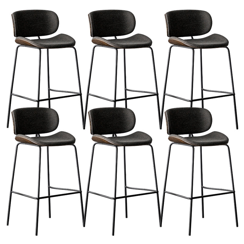 Industrial Armless Bar Stool Low Back Counter Bar Stool for Home Walnut 6 Piece Set Clearhalo 'Bar Furniture' 'Bar Stools' 'bar_stools' 'furn' 'furn_bar_stools' 'Furniture' 'Kitchen & Dining Furniture' 6939012