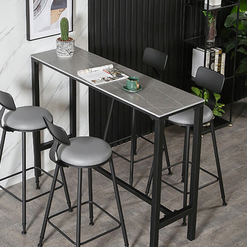Modern Rectangle Stone Counter Table 1/3/5 Pieces Bar Table Set for Balcony 5 Pieces: 1 Gray Table, 4 Stools Clearhalo 'Bar Furniture' 'furn' 'furn_home_bar_bar_sets' 'Furniture' 'Home Bars & Bar Sets' 'home_bar_bar_sets' 'Kitchen & Dining Furniture' 6939141