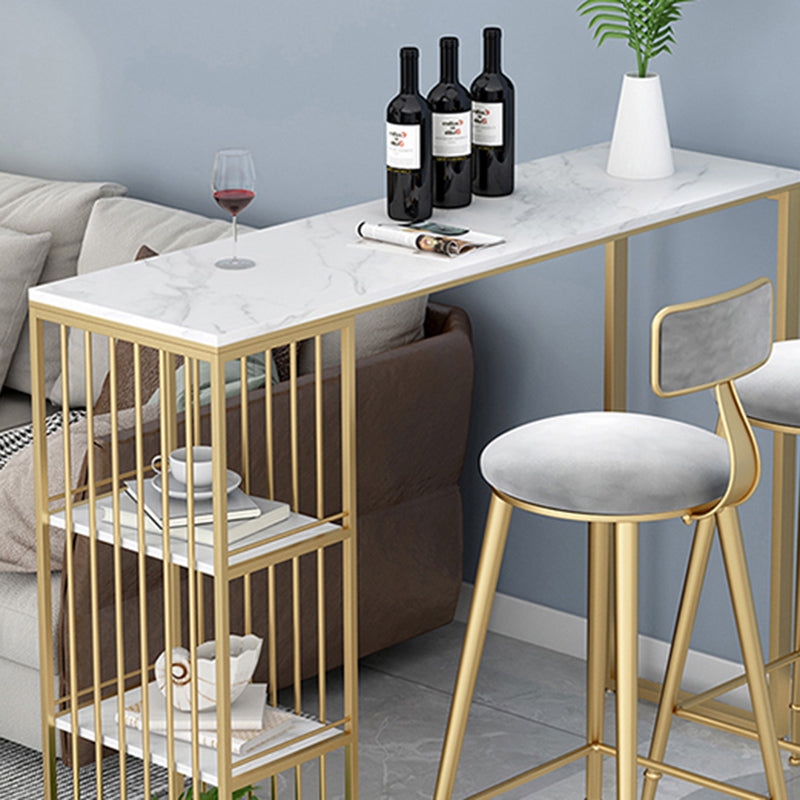 Glam -stijl rechthoekige staaf tabel 1/2/3 stukken staaftafel ingesteld met metalen ontlasting