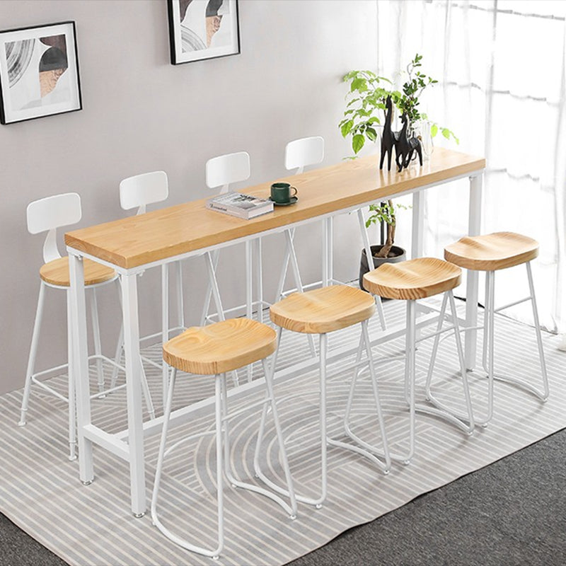Modern Style Rectangle Wood Bar Table 1/5/9 Pieces Bar Table Set for Kitchen 9 Pieces: Table, 8 Stools Clearhalo 'Bar Furniture' 'furn' 'furn_home_bar_bar_sets' 'Furniture' 'Home Bars & Bar Sets' 'home_bar_bar_sets' 'Kitchen & Dining Furniture' 6939452