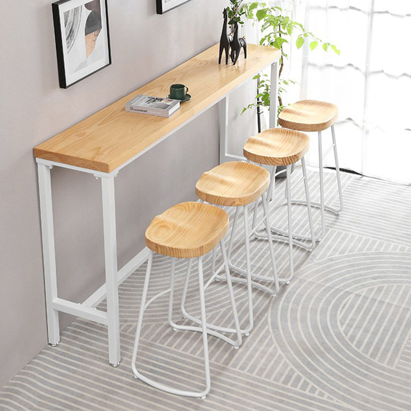 Modern Style Rectangle Wood Bar Table 1/5/9 Pieces Bar Table Set for Kitchen 5 Pieces: Table, 4 Light Brown Stools Clearhalo 'Bar Furniture' 'furn' 'furn_home_bar_bar_sets' 'Furniture' 'Home Bars & Bar Sets' 'home_bar_bar_sets' 'Kitchen & Dining Furniture' 6939453