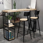 Industrial Style Bistro Bar Table Wood Rectangle Metal Base Bar Table