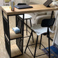 Industrial Style Bistro Bar Table Wood Rectangle Metal Base Bar Table