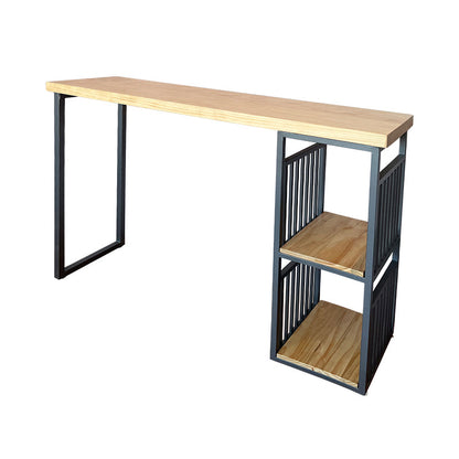 Industrial Style Bistro Bar Table Wood Rectangle Metal Base Bar Table