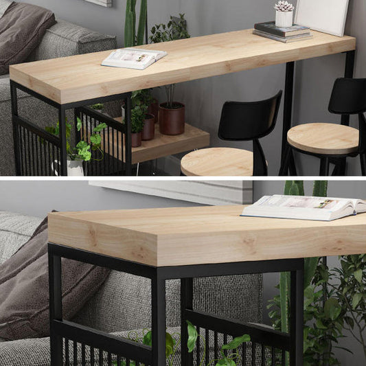 Bistro -Bar Tisch aus Industriestil Holz Rechteck Metall Basisstange Tisch