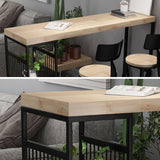 Industrial Style Bistro Bar Table Wood Rectangle Metal Base Bar Table
