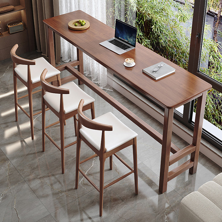 Modern Wood Bistro Bar Table Rectangle Footrest Bar Table for Home Clearhalo 'Bar Furniture' 'Bar Tables' 'bar_tables' 'furn' 'furn_bar_tables' 'Furniture' 'Kitchen & Dining Furniture' 6939488