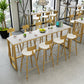 Glam Style Bar Height Table Faux Marble Top Bistro Table with Gold Base