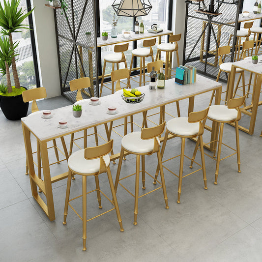 Glamstil -Barhöhe Tisch Faux Marmor Top Bistro Tisch mit goldener Basis