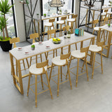 Glamstil -Barhöhe Tisch Faux Marmor Top Bistro Tisch mit goldener Basis