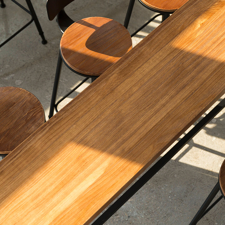 Industrial Style Bar Table Solid Wood Top Bistro Table with Trestle Base Clearhalo 'Bar Furniture' 'Bar Tables' 'bar_tables' 'furn' 'furn_bar_tables' 'Furniture' 'Kitchen & Dining Furniture' 6939533