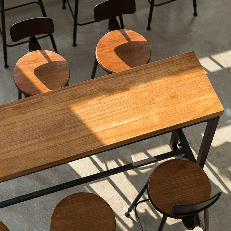 Industrial Style Bar Table Solid Wood Top Bistro Table with Trestle Base Clearhalo 'Bar Furniture' 'Bar Tables' 'bar_tables' 'furn' 'furn_bar_tables' 'Furniture' 'Kitchen & Dining Furniture' 6939534
