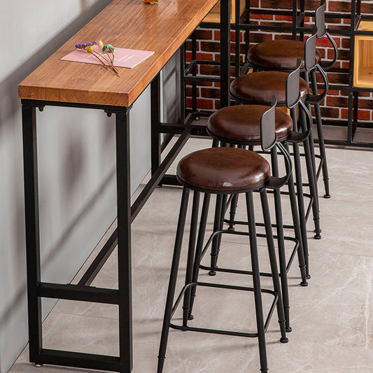 Industrial Style Bar Table Solid Wood Top Bistro Table with Trestle Base Clearhalo 'Bar Furniture' 'Bar Tables' 'bar_tables' 'furn' 'furn_bar_tables' 'Furniture' 'Kitchen & Dining Furniture' 6939538