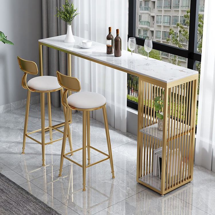 Faux Marble Bistro Bar Table Modern Rectangle Bar Table with Storage Clearhalo 'Bar Furniture' 'Bar Tables' 'bar_tables' 'furn' 'furn_bar_tables' 'Furniture' 'Kitchen & Dining Furniture' 6939552