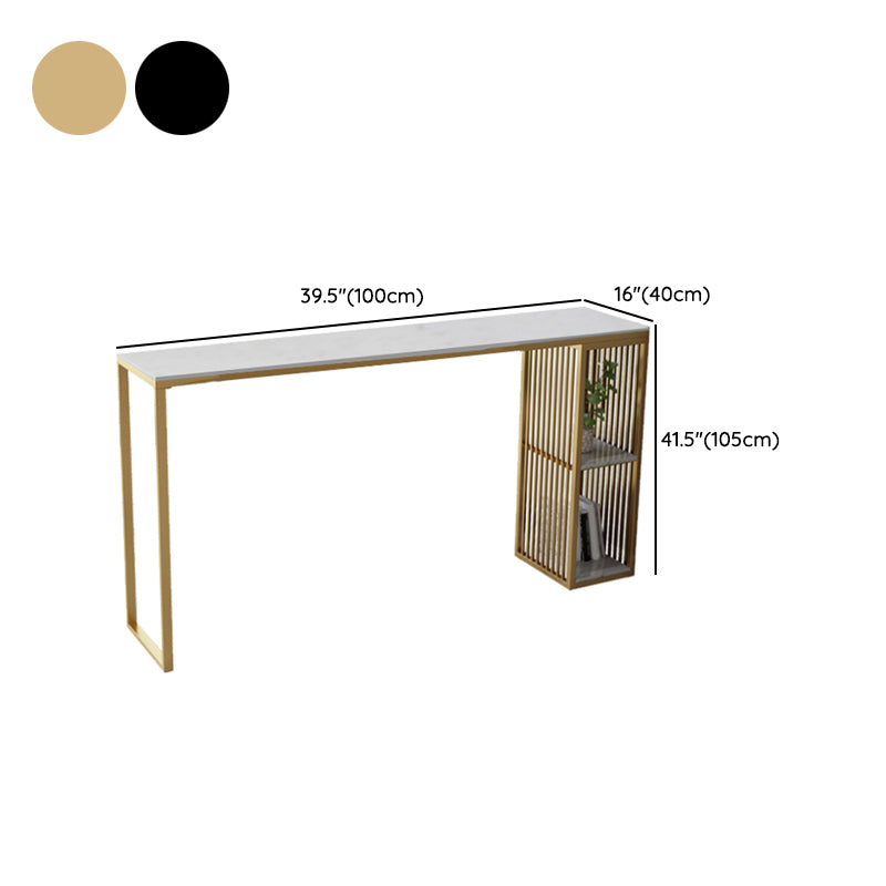 Faux Marble Bistro Bar Table Modern Rectangle Bar Table with Storage Clearhalo 'Bar Furniture' 'Bar Tables' 'bar_tables' 'furn' 'furn_bar_tables' 'Furniture' 'Kitchen & Dining Furniture' 6939555