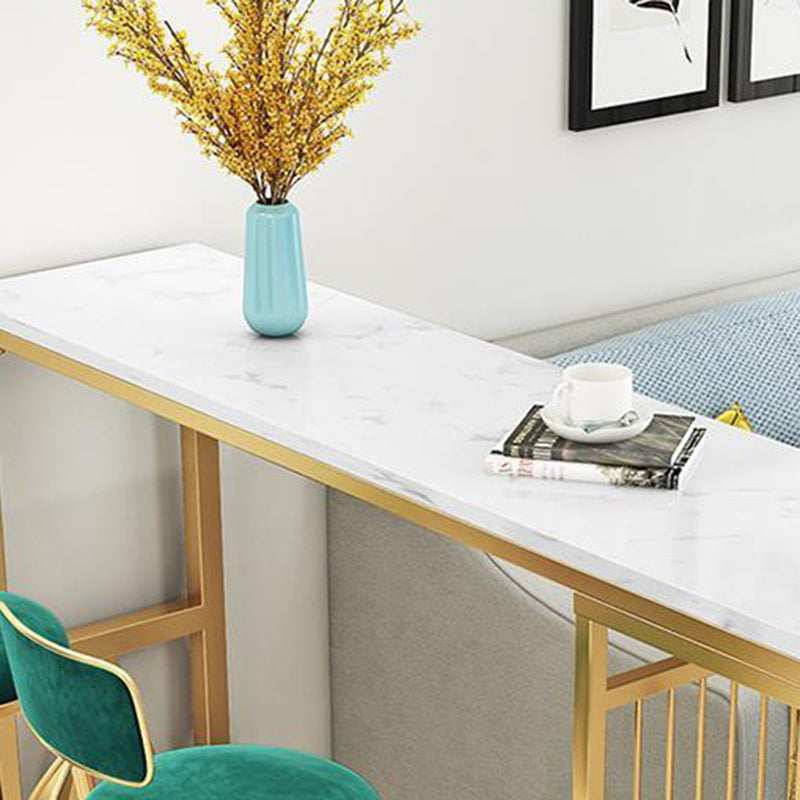 Faux Marble Top Table Glam Bar Height Pub Table with 2 Shelves Clearhalo 'Bar Furniture' 'Bar Tables' 'bar_tables' 'furn' 'furn_bar_tables' 'Furniture' 'Kitchen & Dining Furniture' 6939579