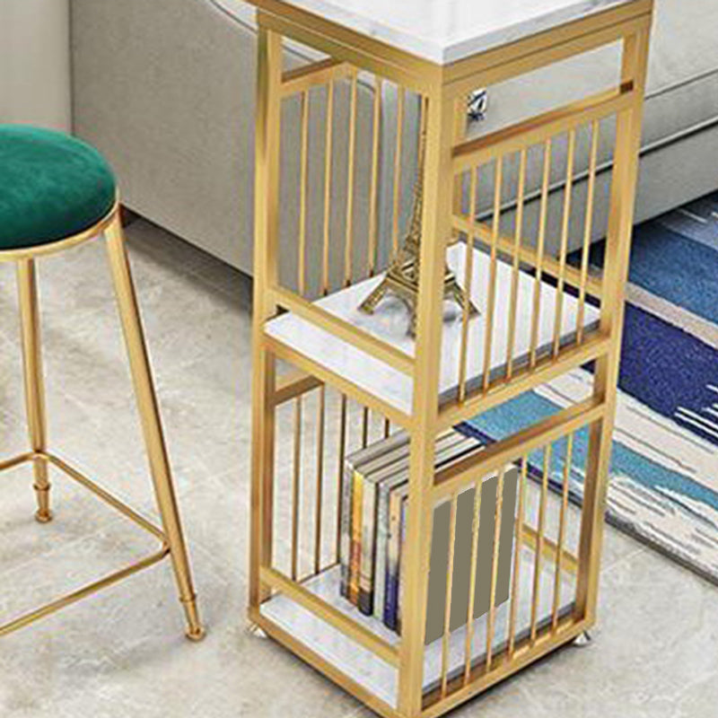 Faux Marble Top Table Glam Bar Height Pub Table with 2 Shelves Clearhalo 'Bar Furniture' 'Bar Tables' 'bar_tables' 'furn' 'furn_bar_tables' 'Furniture' 'Kitchen & Dining Furniture' 6939580