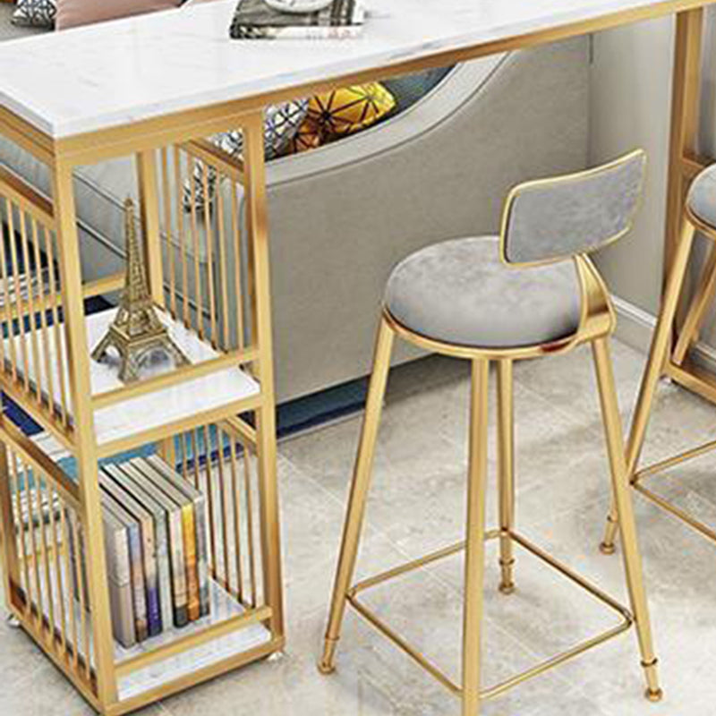 Faux Marble Top Table Glam Bar Height Pub Table with 2 Shelves Clearhalo 'Bar Furniture' 'Bar Tables' 'bar_tables' 'furn' 'furn_bar_tables' 'Furniture' 'Kitchen & Dining Furniture' 6939581
