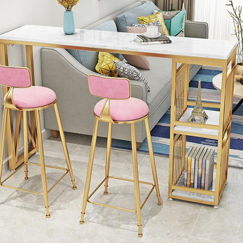 Faux Marble Top Table Glam Bar Height Pub Table with 2 Shelves Clearhalo 'Bar Furniture' 'Bar Tables' 'bar_tables' 'furn' 'furn_bar_tables' 'Furniture' 'Kitchen & Dining Furniture' 6939582
