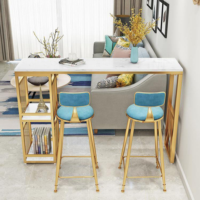 Faux Marble Top Table Glam Bar Height Pub Table with 2 Shelves Clearhalo 'Bar Furniture' 'Bar Tables' 'bar_tables' 'furn' 'furn_bar_tables' 'Furniture' 'Kitchen & Dining Furniture' 6939583