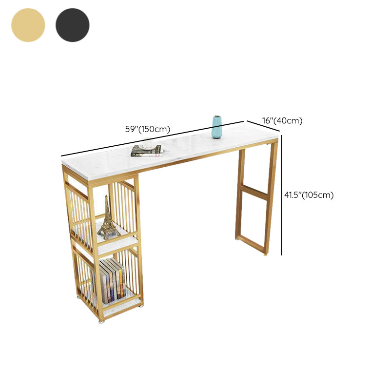 Faux Marble Top Table Glam Bar Height Pub Table with 2 Shelves Clearhalo 'Bar Furniture' 'Bar Tables' 'bar_tables' 'furn' 'furn_bar_tables' 'Furniture' 'Kitchen & Dining Furniture' 6939586