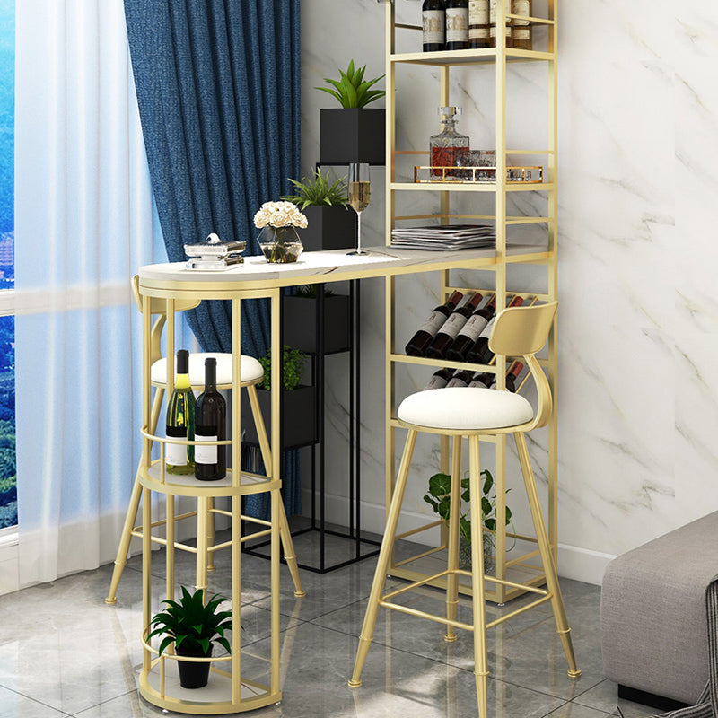 Modern Stone Bar Table Double Pedestal Bar Desk with Storage Shelf Clearhalo 'Bar Furniture' 'Bar Tables' 'bar_tables' 'furn' 'furn_bar_tables' 'Furniture' 'Kitchen & Dining Furniture' 6939591