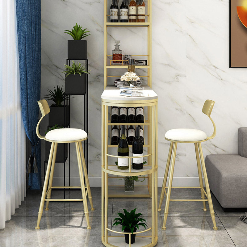 Modern Stone Bar Table Double Pedestal Bar Desk with Storage Shelf Clearhalo 'Bar Furniture' 'Bar Tables' 'bar_tables' 'furn' 'furn_bar_tables' 'Furniture' 'Kitchen & Dining Furniture' 6939593