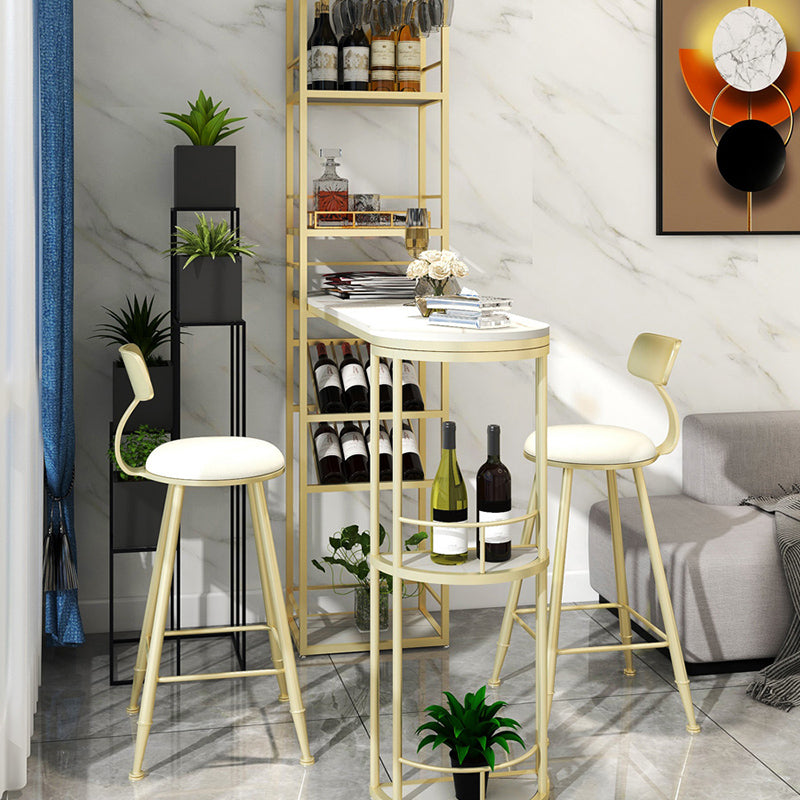 Modern Stone Bar Table Double Pedestal Bar Desk with Storage Shelf Clearhalo 'Bar Furniture' 'Bar Tables' 'bar_tables' 'furn' 'furn_bar_tables' 'Furniture' 'Kitchen & Dining Furniture' 6939595
