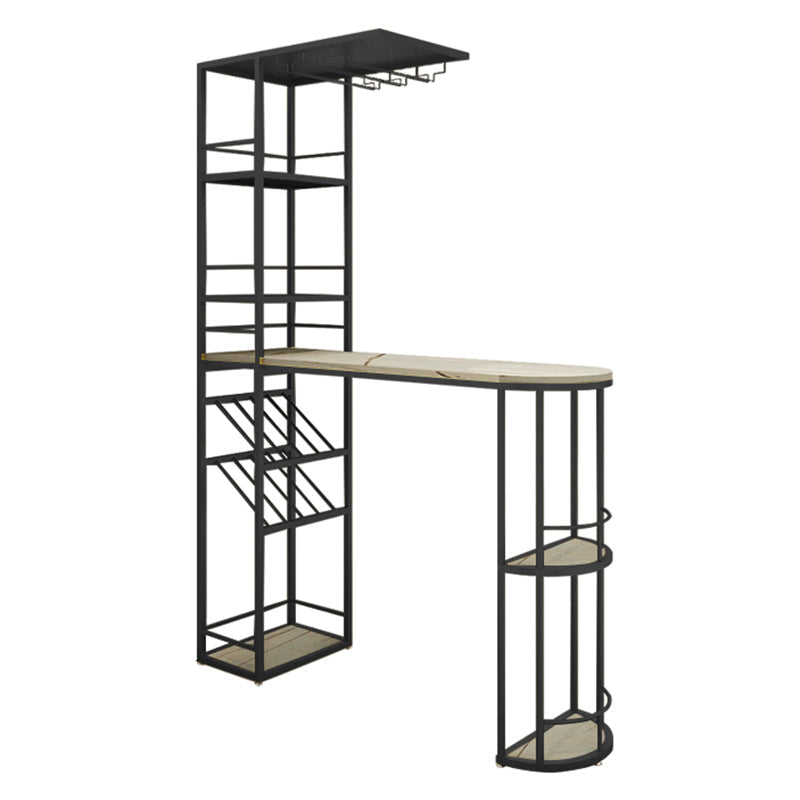 Modern Stone Bar Table Double Pedestal Bar Desk with Storage Shelf Black Without Chairs Clearhalo 'Bar Furniture' 'Bar Tables' 'bar_tables' 'furn' 'furn_bar_tables' 'Furniture' 'Kitchen & Dining Furniture' 6939596