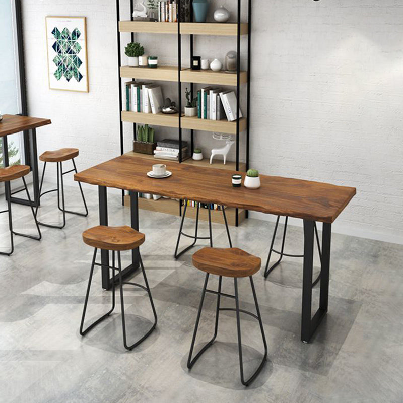 Industrial Style Rectangle Bar Table Solid Wood Bistro Bar Desk with Sled Base Clearhalo 'Bar Furniture' 'Bar Tables' 'bar_tables' 'furn' 'furn_bar_tables' 'Furniture' 'Kitchen & Dining Furniture' 6939604