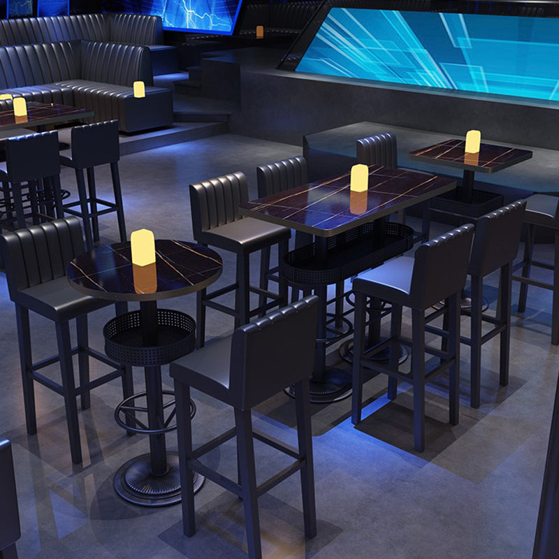 Industrial Style Black Bar Table Living Room Bistro Bar Desk with Storage Clearhalo 'Bar Furniture' 'Bar Tables' 'bar_tables' 'furn' 'furn_bar_tables' 'Furniture' 'Kitchen & Dining Furniture' 6939664