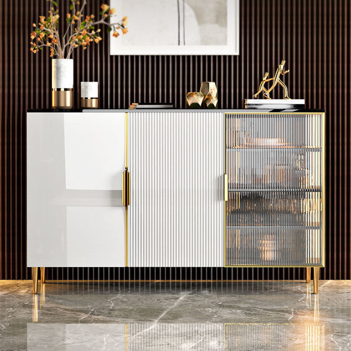 Porte in vetro in legno in stile glam Credenza a buffet con armadi