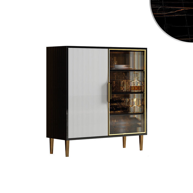 Porte in vetro in legno in stile glam Credenza a buffet con armadi