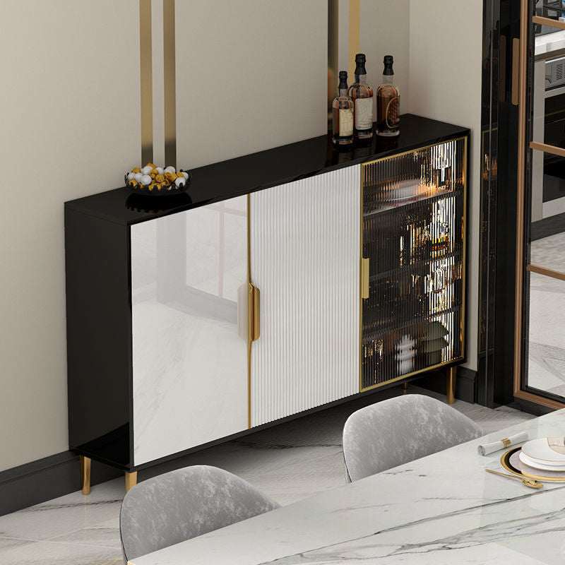 Porte in vetro in legno in stile glam Credenza a buffet con armadi