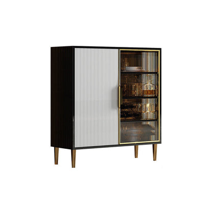 Porte in vetro in legno in stile glam Credenza a buffet con armadi