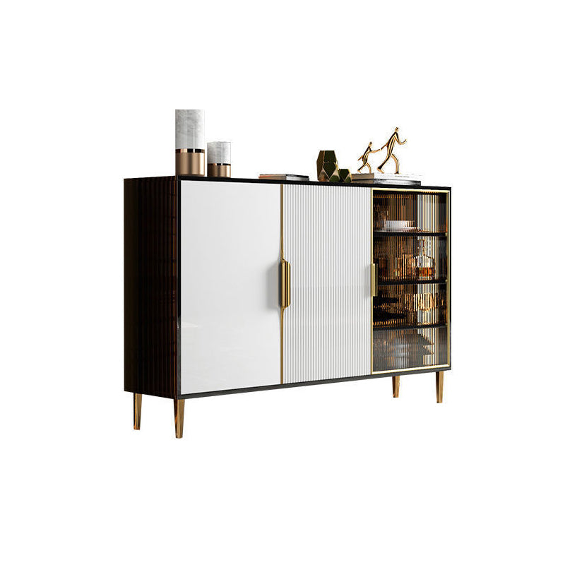 Porte in vetro in legno in stile glam Credenza a buffet con armadi