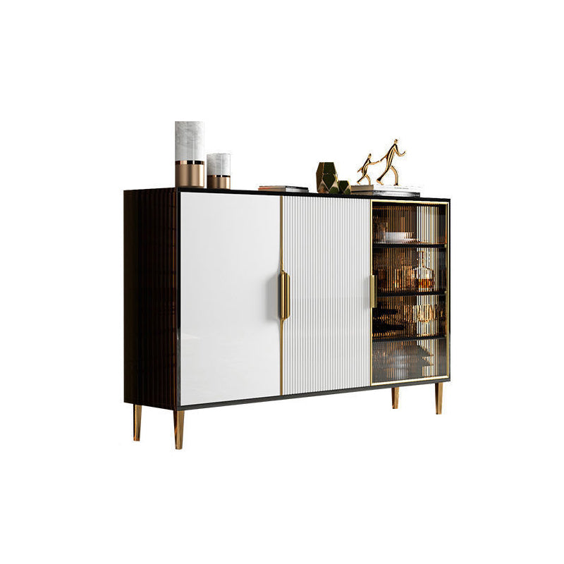 Porte in vetro in legno in stile glam Credenza a buffet con armadi
