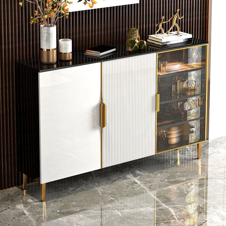 Porte in vetro in legno in stile glam Credenza a buffet con armadi