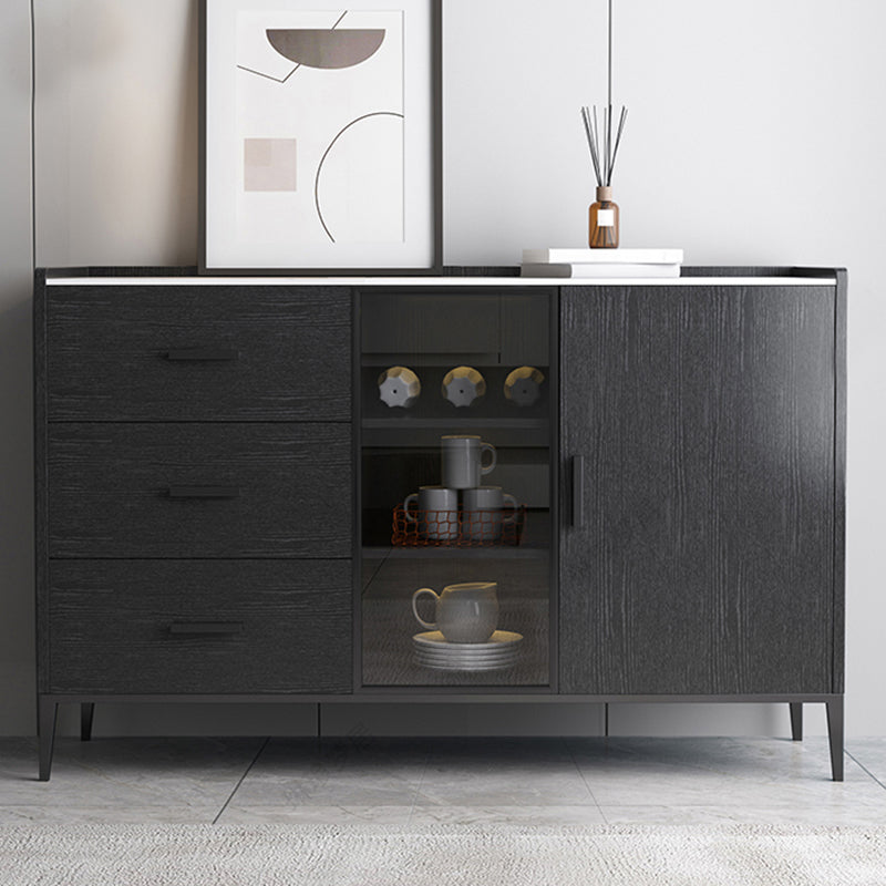 Server delle porte in vetro in stile credenza in pietra con armadi e cassetti