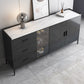 Server delle porte in vetro in stile credenza in pietra con armadi e cassetti