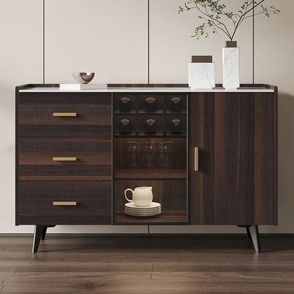 Server delle porte in vetro in stile credenza in pietra con armadi e cassetti