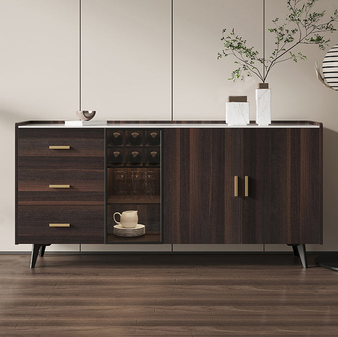 Server delle porte in vetro in stile credenza in pietra con armadi e cassetti