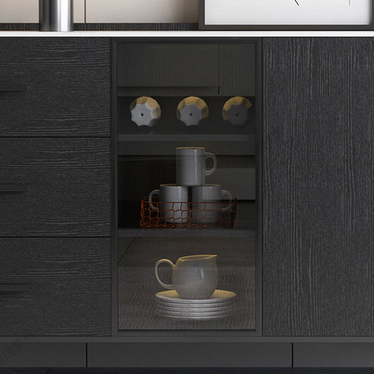 Server delle porte in vetro in stile credenza in pietra con armadi e cassetti