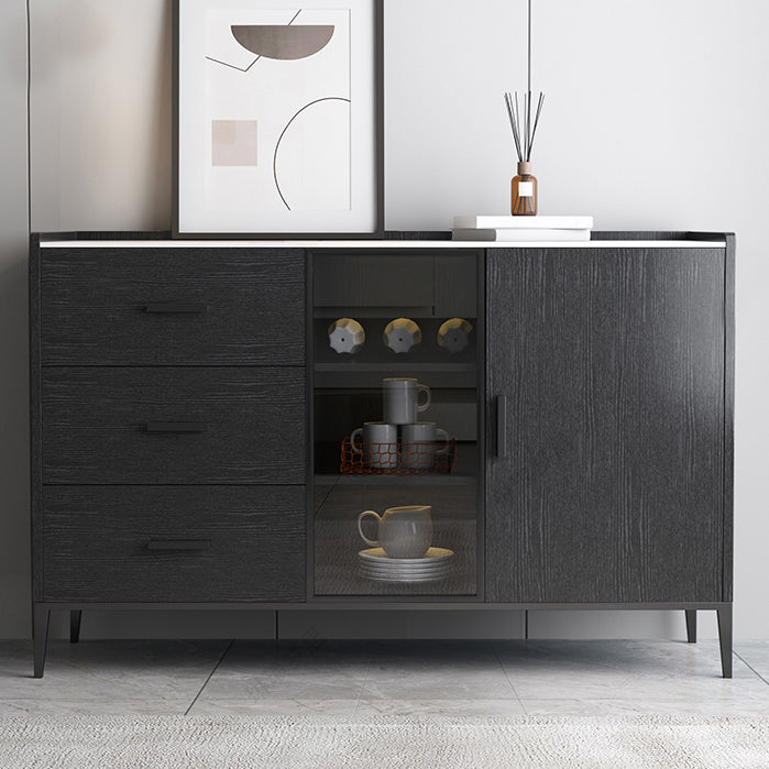 Server delle porte in vetro in stile credenza in pietra con armadi e cassetti