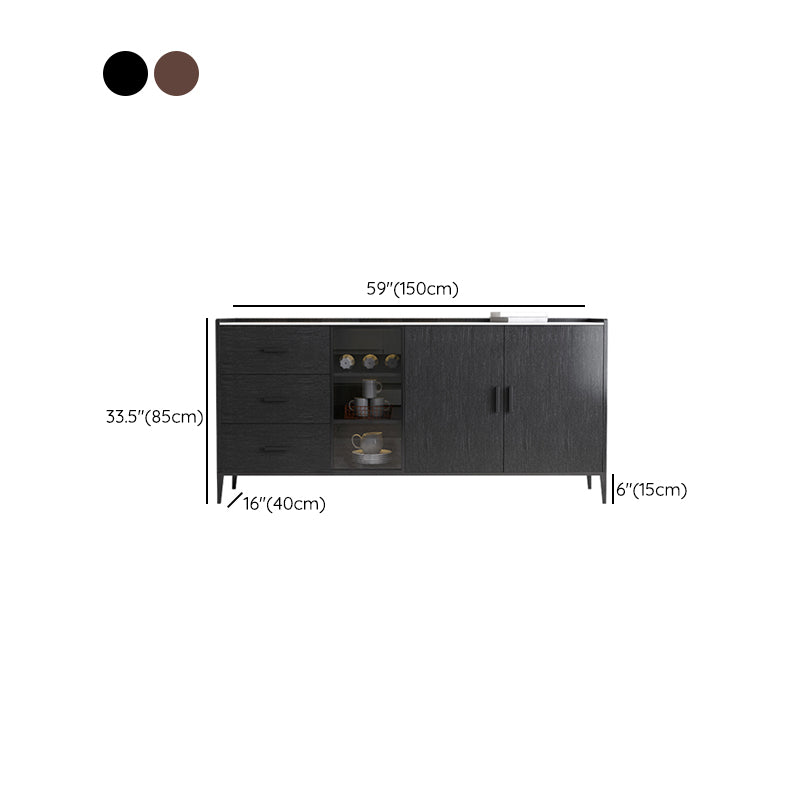 Server delle porte in vetro in stile credenza in pietra con armadi e cassetti