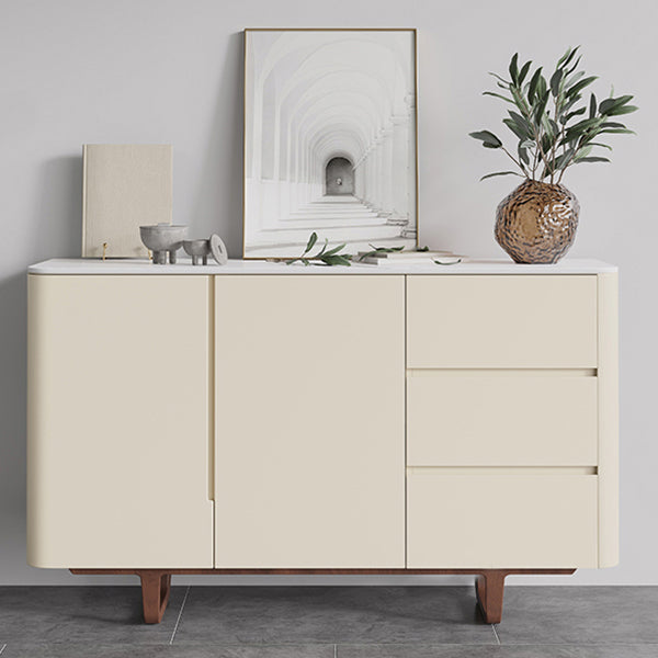 Stone Credenza Contemporary Style Sideboard with Cabinets and Drawers 47"L x 16"W x 33"H Clearhalo 'buffet_sideboard' 'Buffets & Sideboards' 'furn' 'furn_buffet_sideboard' 'Furniture' 'Kitchen & Dining Furniture' 6939766