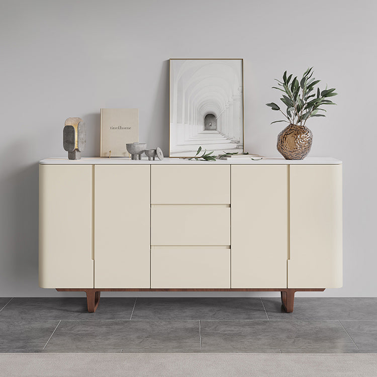 Stone Credenza Contemporary Style Sideboard with Cabinets and Drawers 55"L x 16"W x 33"H Clearhalo 'buffet_sideboard' 'Buffets & Sideboards' 'furn' 'furn_buffet_sideboard' 'Furniture' 'Kitchen & Dining Furniture' 6939767