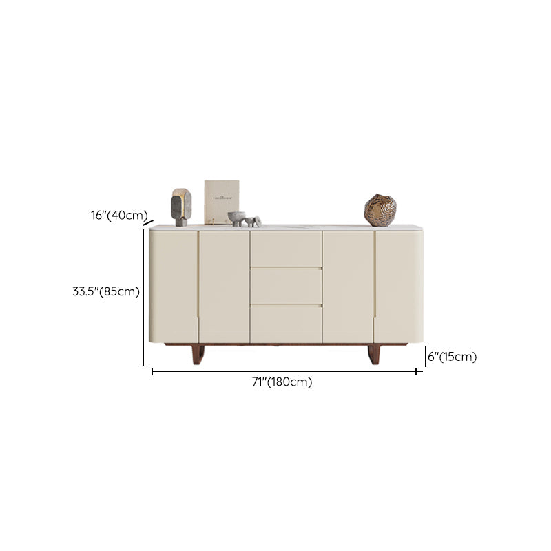 Stone Credenza Contemporary Style Sideboard with Cabinets and Drawers Clearhalo 'buffet_sideboard' 'Buffets & Sideboards' 'furn' 'furn_buffet_sideboard' 'Furniture' 'Kitchen & Dining Furniture' 6939781